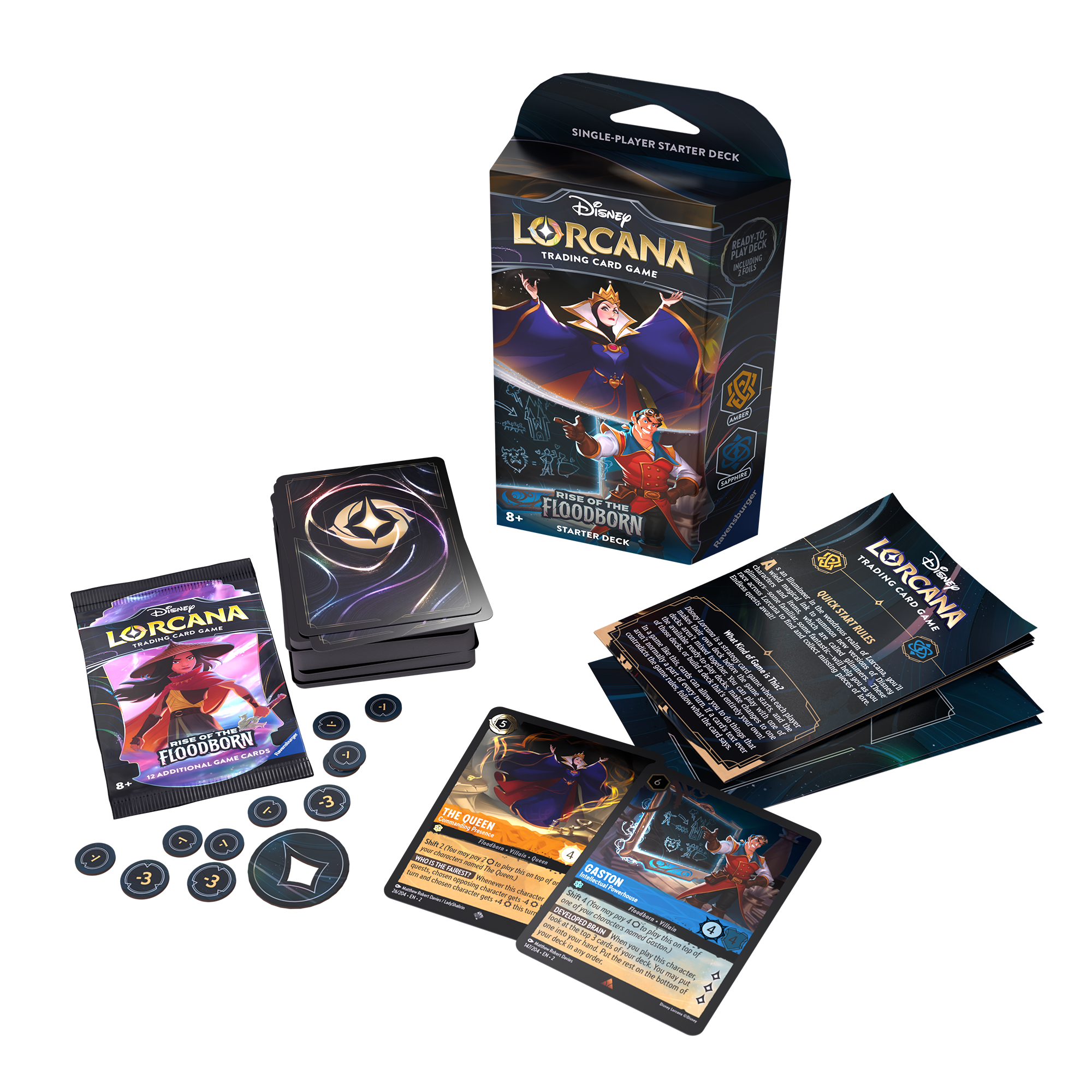 Disney Lorcana: Rise of the Floodborn Amber and Sapphire Starter Deck