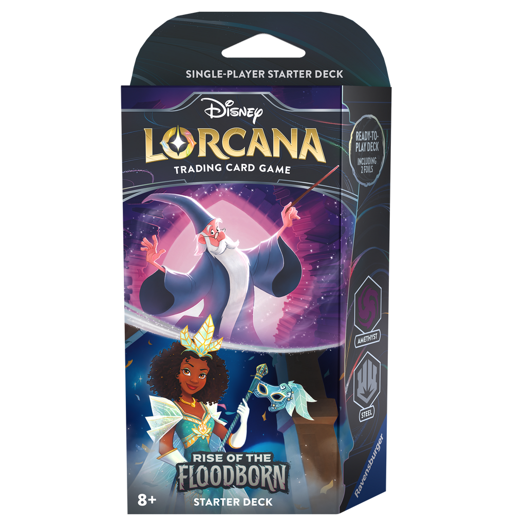 Disney Lorcana: Rise of the Floodborn Amethyst and Steel Starter Deck