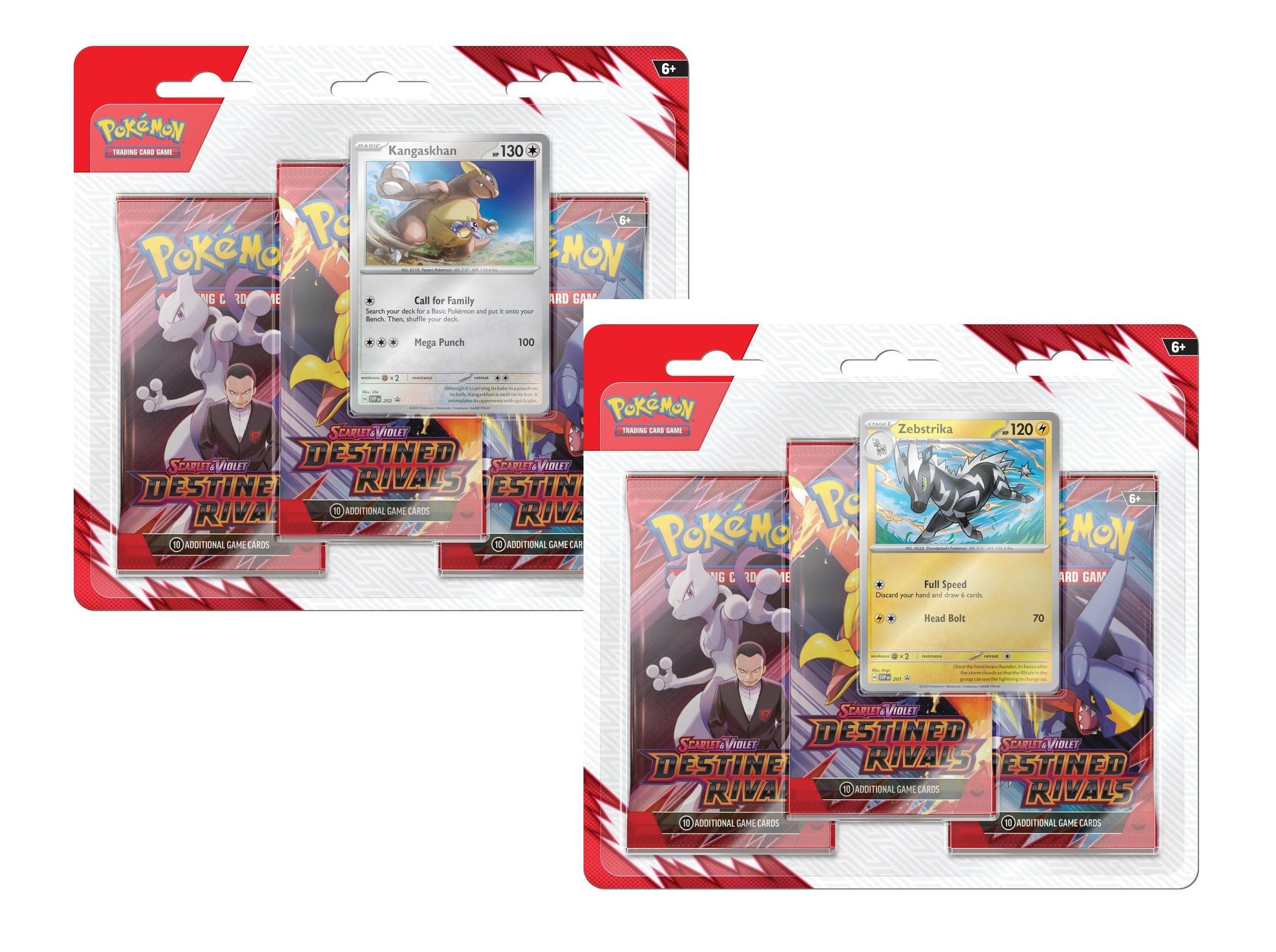 Pokemon Destined Rivals SV10 -Set of 2- [Kangaskhan/Zebstrika] 3-Pack Blister