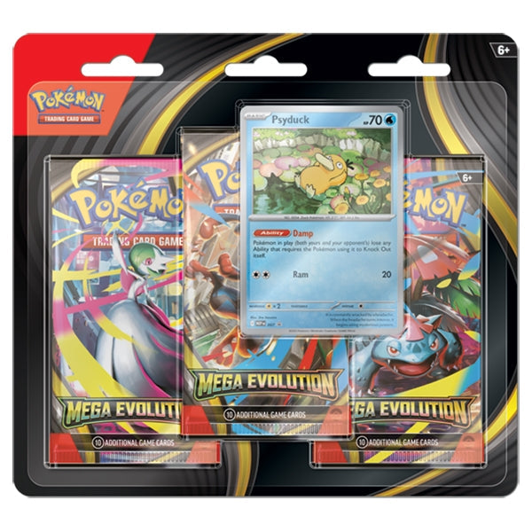 Pokemon TCG: Scarlet & Violet - Mega Evolution Three-Booster Blister - Psyduck (presale)