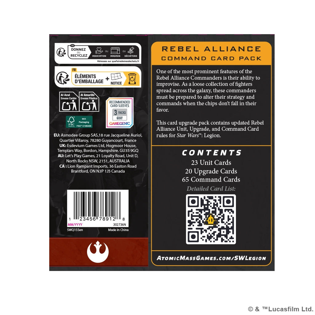 Star Wars: Legion - Rebel Alliance Command Card Pack