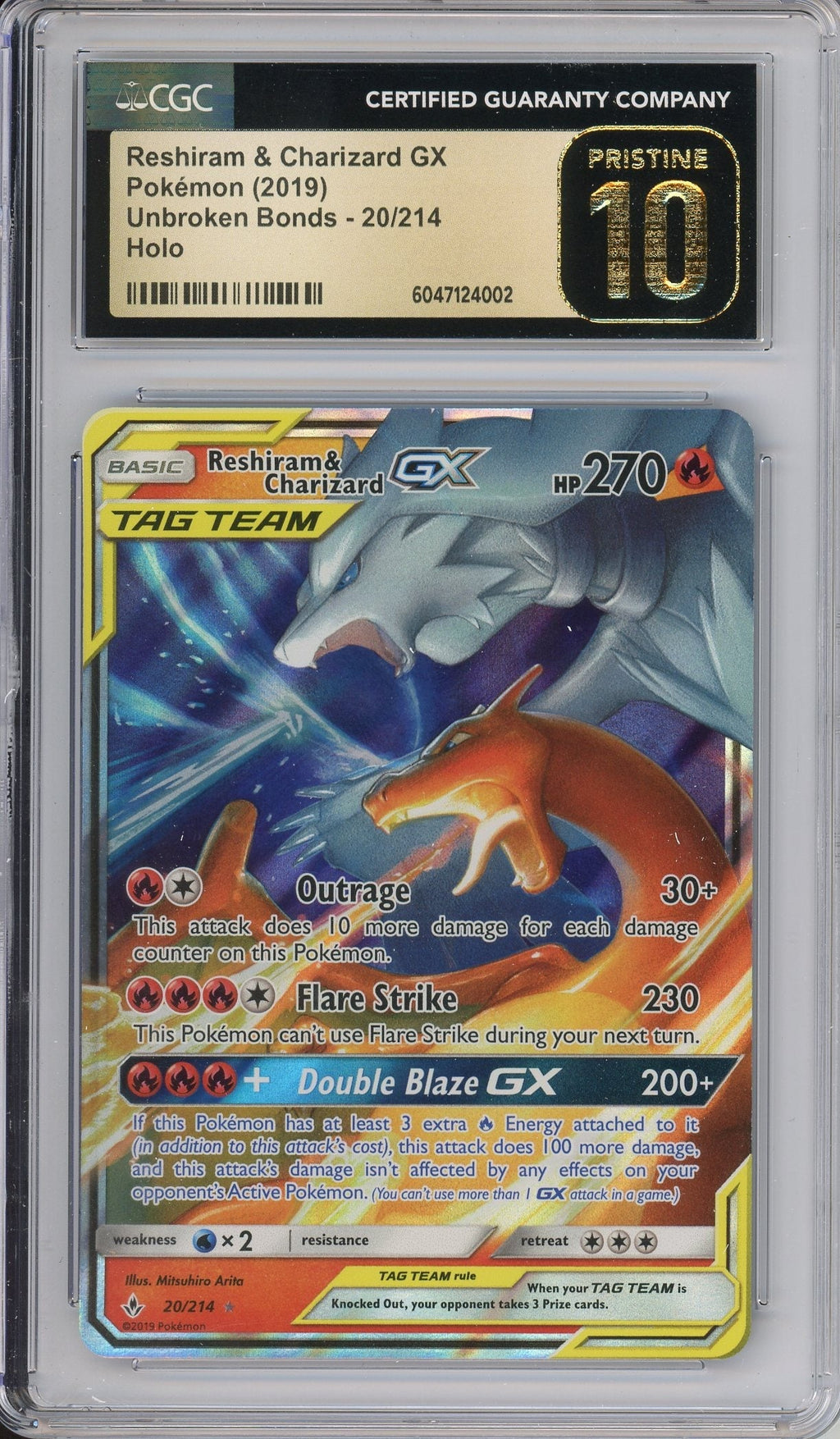 Pokemon Graded: Reshiram & Charizard GX GCG Pristine 10