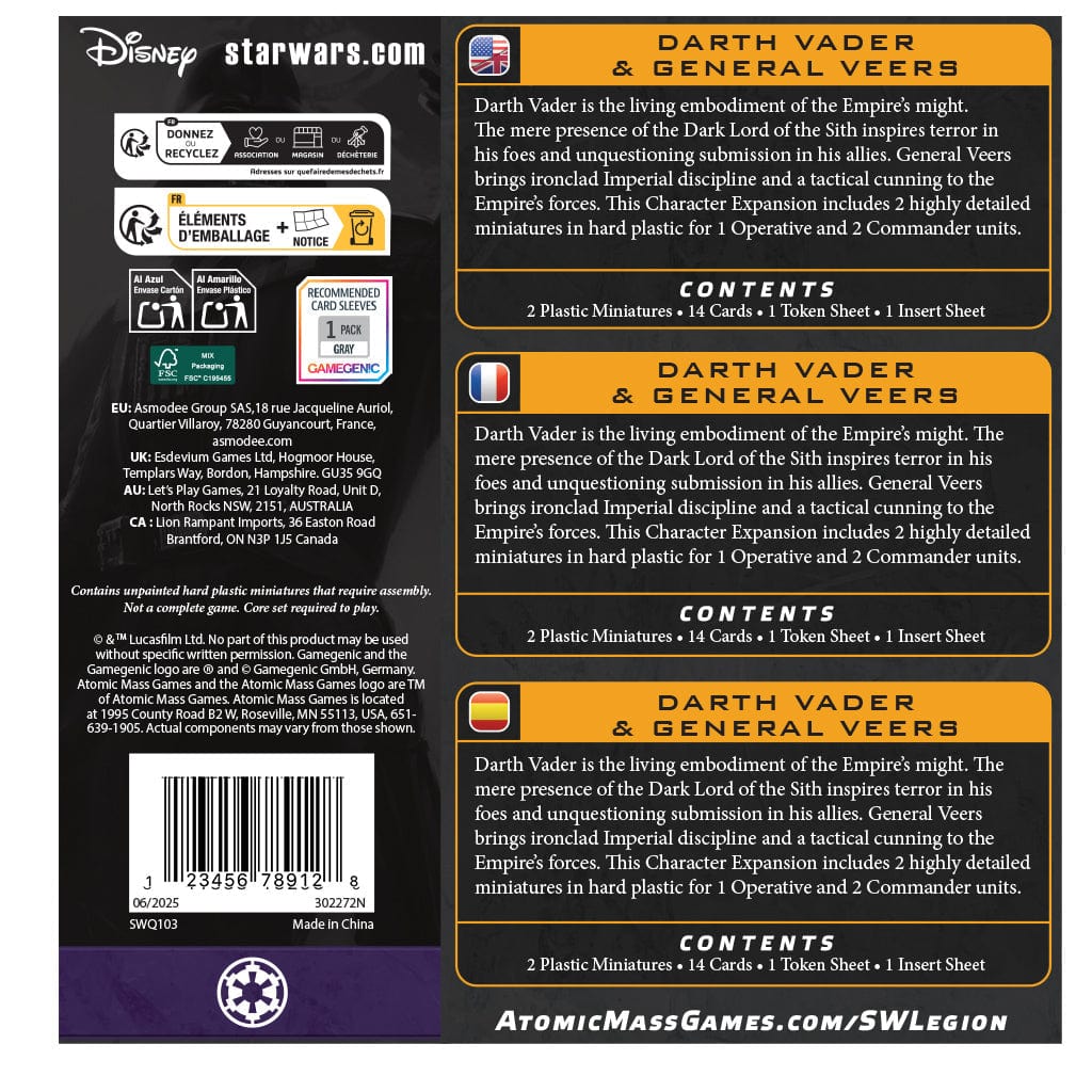 Star Wars: Legion - Darth Vader & General Veers Character Expansion