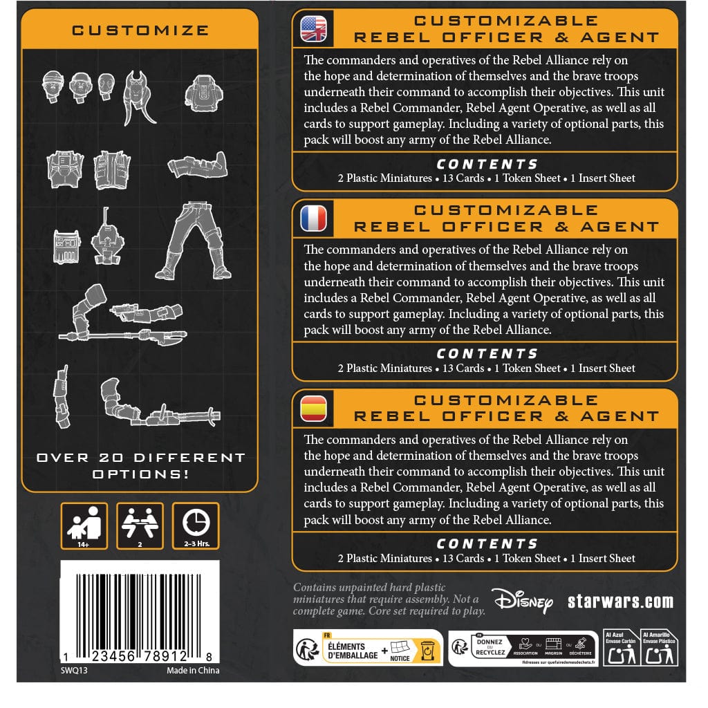 Star Wars: Legion - Customizable Rebel Officer & Agent